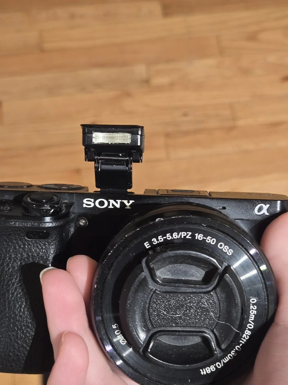 Sony Black Compact Mirrorless Camera with Black Case and Charger